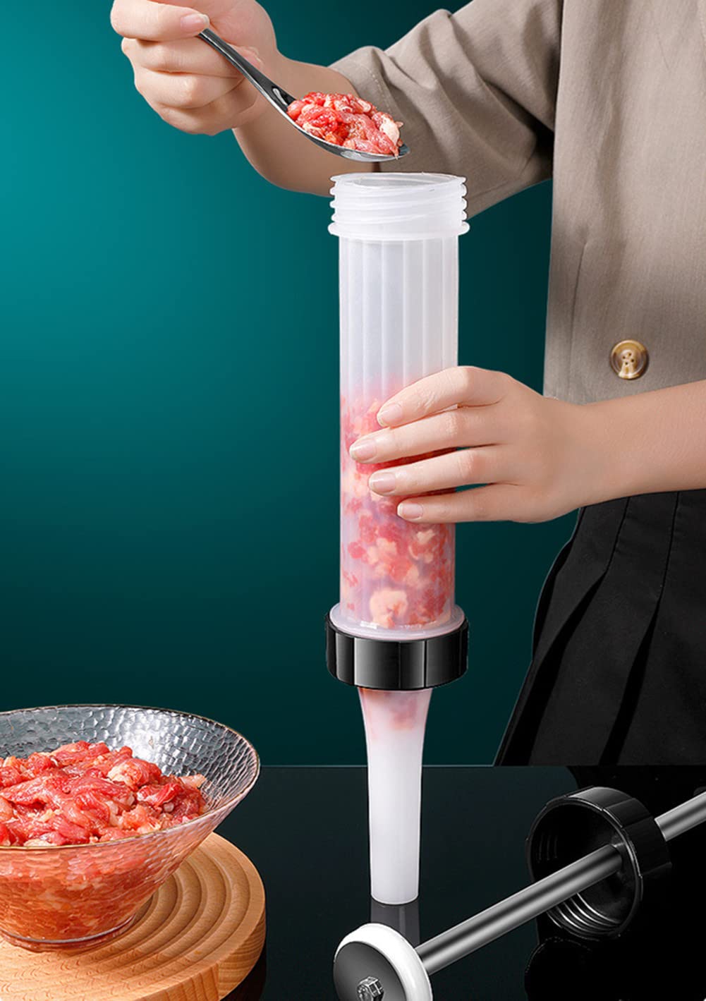 ZNZNANG Hand Operated Salami Maker -Sausage Filling Machine -Household Sausage Filler-Homemade Sausage Filling Machine Easily Make Various Sausages at Home