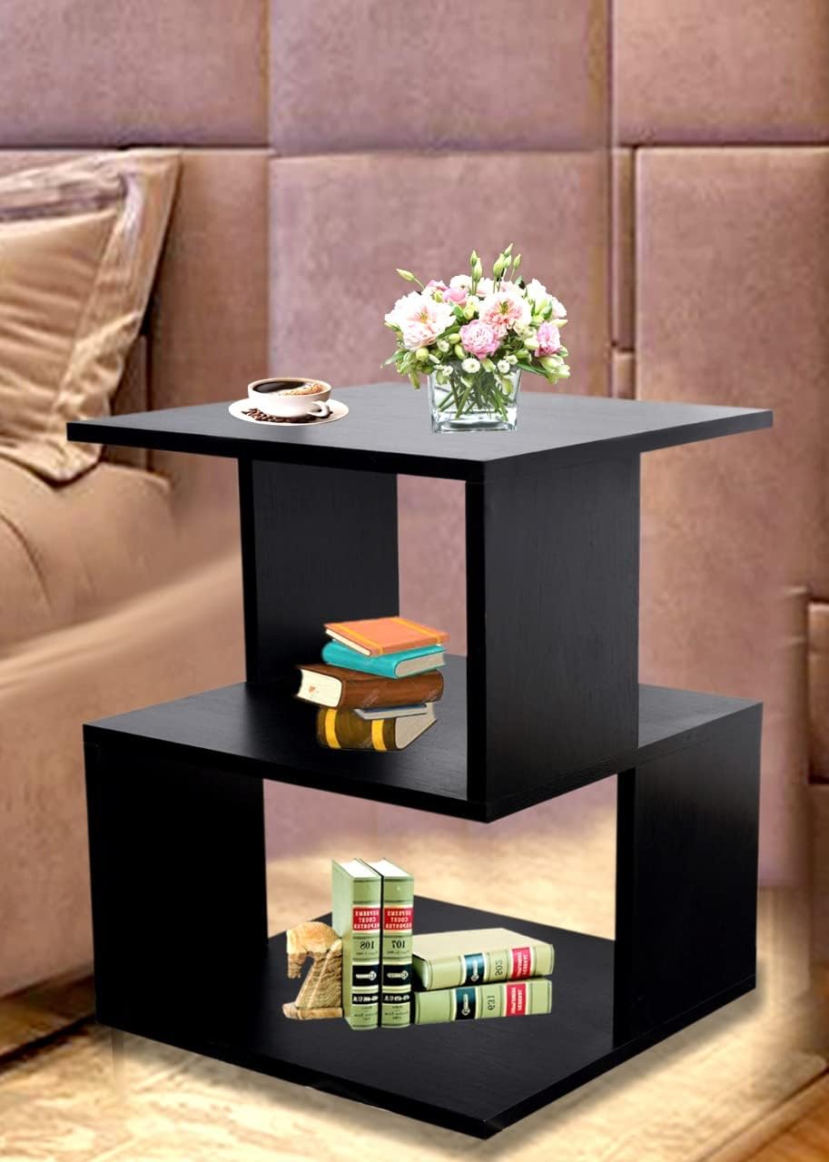 Wood Side Table with Storage Niche, Compact End Table for Living Room, minimalist Bedside Nightstand with Open Compartment, versatile Accent Furniture for SmalLSpaces