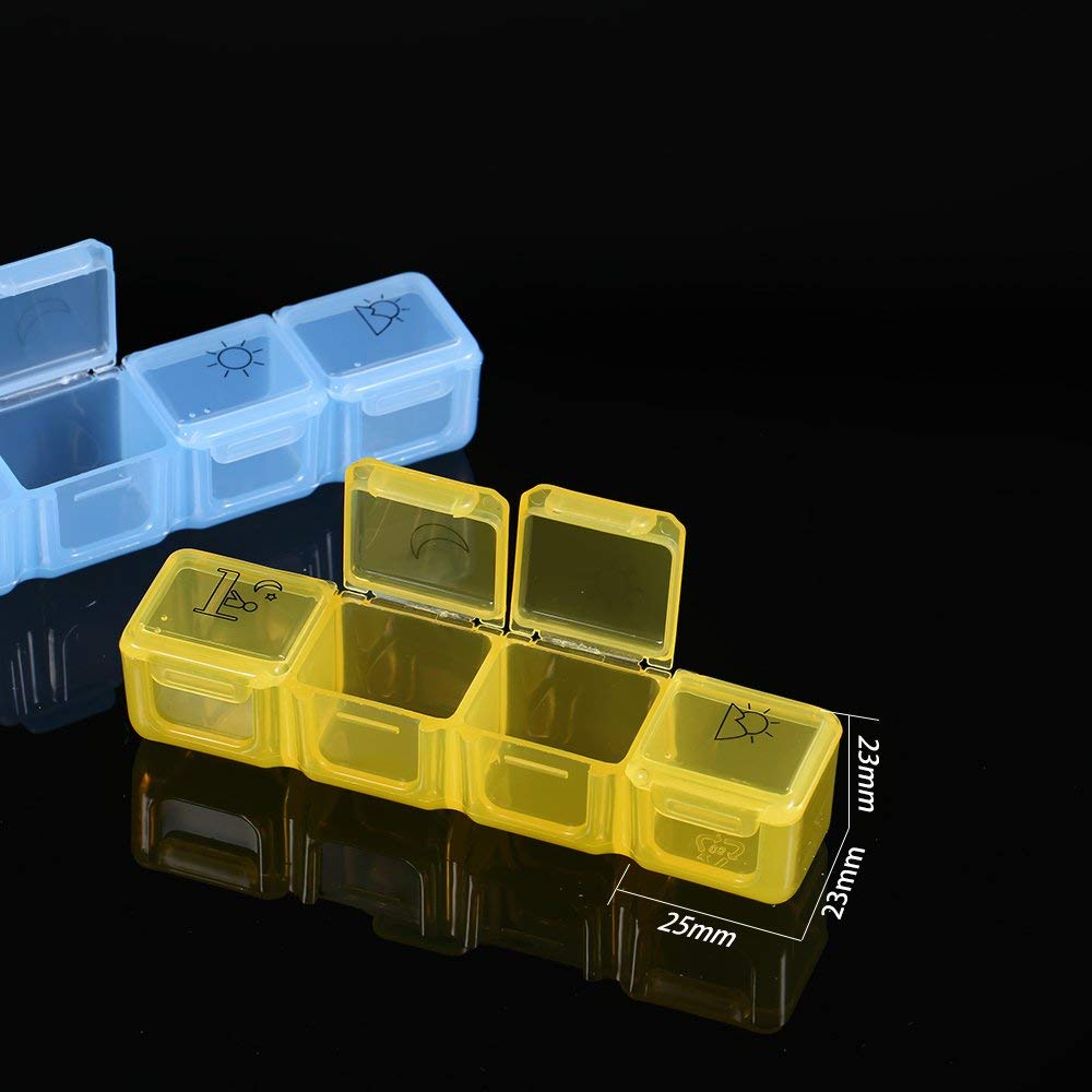 Weekly Pill Organizer 4 Times a Day, 7-Day Medicine Box with Morning, Noon, Evening, and Bedtime Compartments, Rainbow Color Pill Container for Vitamins and Supplements, Large Case