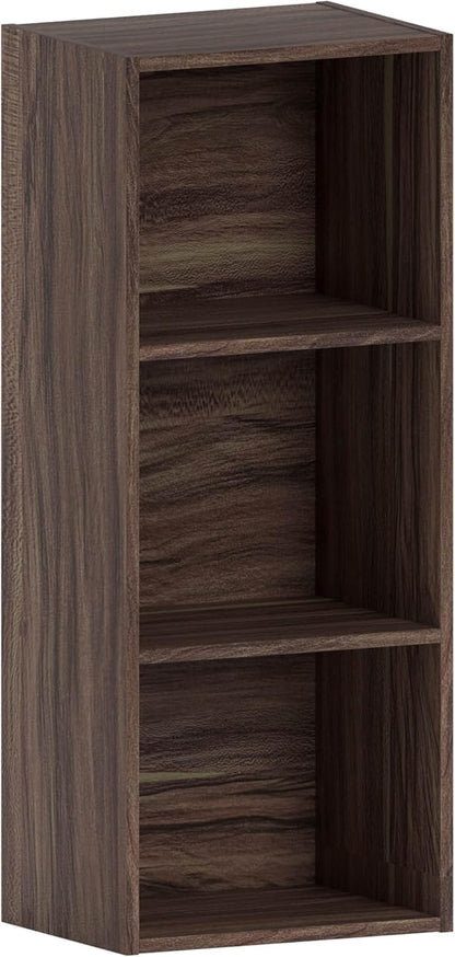3-Tier Modern Cube Bookcase and Storage Unit, Versatile Display Shelf in a Rich Walnut Color, Perfect Freestanding Furniture for the Living Room, Office, or Bedroom
