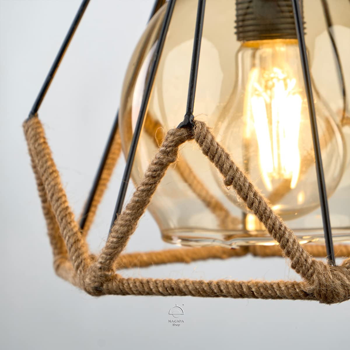 Diamond black rope pendant r1009