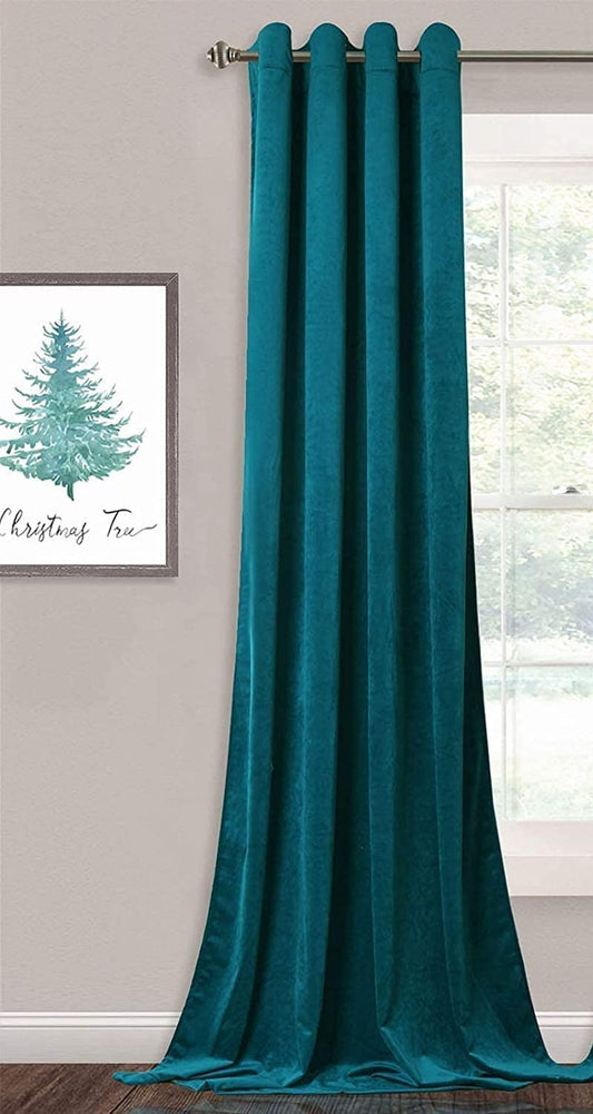 Elegant Velvet curtains - Soft Velour fabric - Steel Grommets - for living rooms - 1 piece-Teal