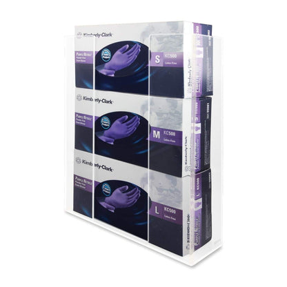 Acrylic Glove Box Holder, Wall Mounted Dispenser with 3 Box Capacity, 26.2 x 9.7 x 40.6 cm, for Medical Clinics, Food Service, Healthcare, and Commercial Use, Clear