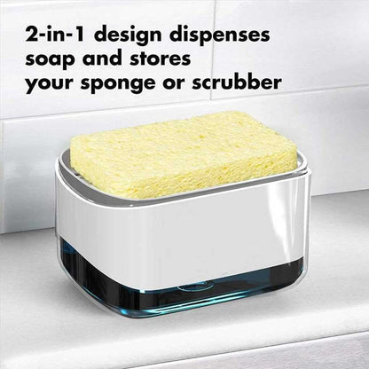Soap Pump Dispenser and Sponge Holder, 350ml Dish Soap Dispenser for Kitchen
