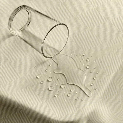 INtex Home Waterproof Tablecloth, Daniella Geometric Pattern Rectangle Table Cover, Stain Resistant Wipeable Fabric for Kitchen Dining Table, 1 Piece - Geometric Maze - Off-White - 200 x 270 cm