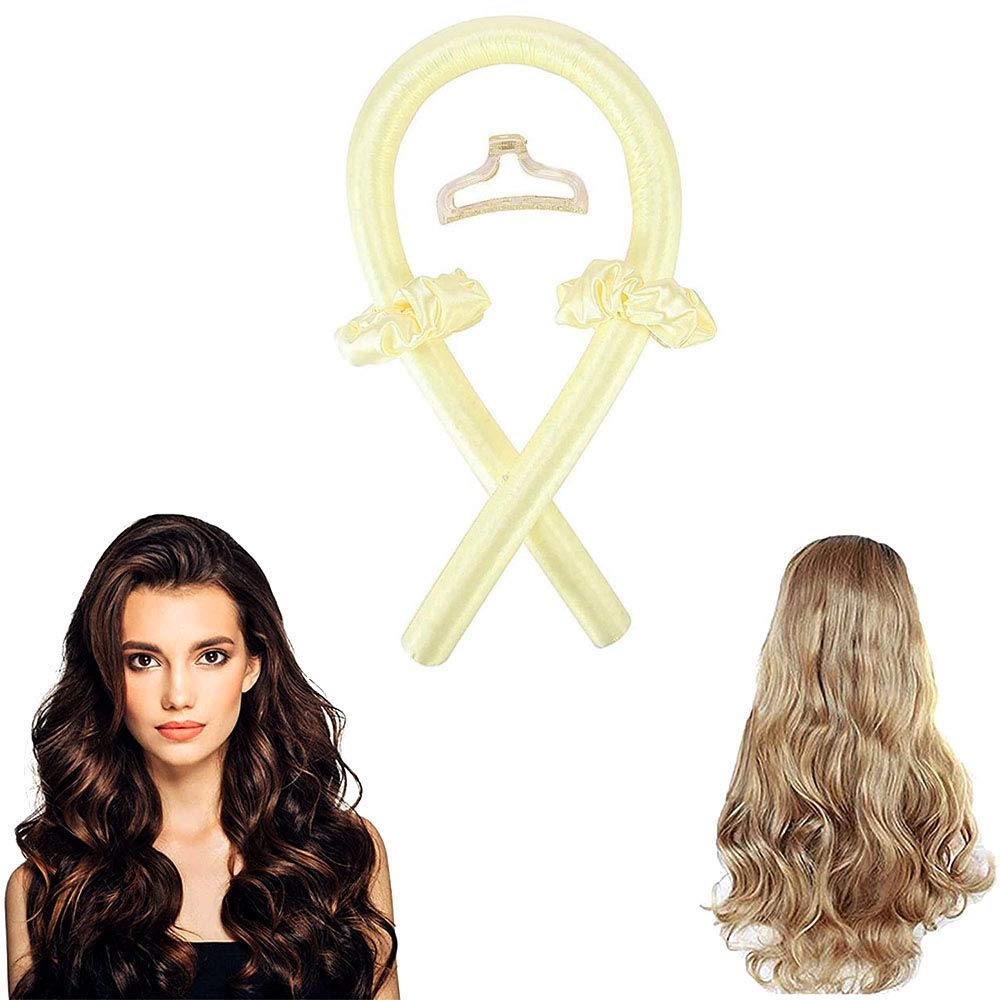 NC Heatless Curling Rod Silk Headband, No Heat Curls Hair Rollers with Ribbons Sleeping Soft Wave Formers Hair Curlers DIY Hair Styling Tools for Long Medium Hair random color