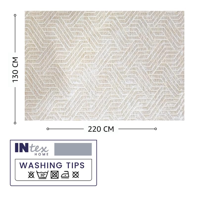 INtex Home Rectangular Tablecloth, Nadia’s Geometrical Design in Heavy Duty Linen Velvet Fabric, Soft Touch for Reception Living Room and Special Occasions - 1 Pc - 130 x 130 cm - Light Biege