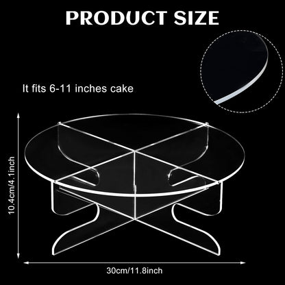 Acrylic Cupcake Stand Set, 2-Piece Round Clear Cake Holder, 30 x 10.5 cm, Reusable One-Tier Pedestal for Parties, Weddings, Bakery Display and Dessert Table