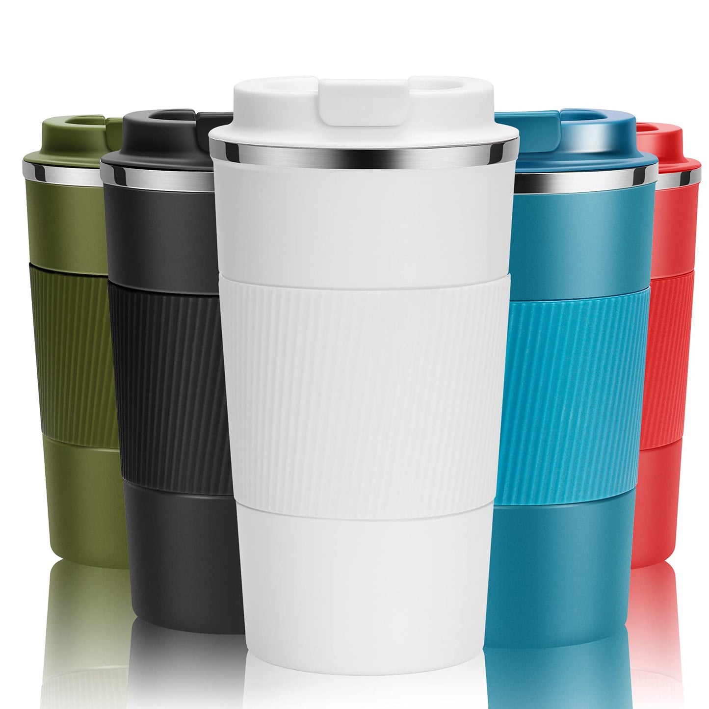 Reusable Travel Coffee Mug 510ml, Double-Walled Insulated Stainless Steel Cup with Leakproof Lid, Eco-Friendly Portable Tumbler for Hot and Cold Drinks, BPA-Free