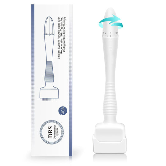 Yuxier 140 Titanium Adjustable Microneedling Derma Stamp, Derma Roller Alternative, Reusable Microneedle pen with Needle Cover, Skin Care Tools for Face Body, Hair Beard Growth