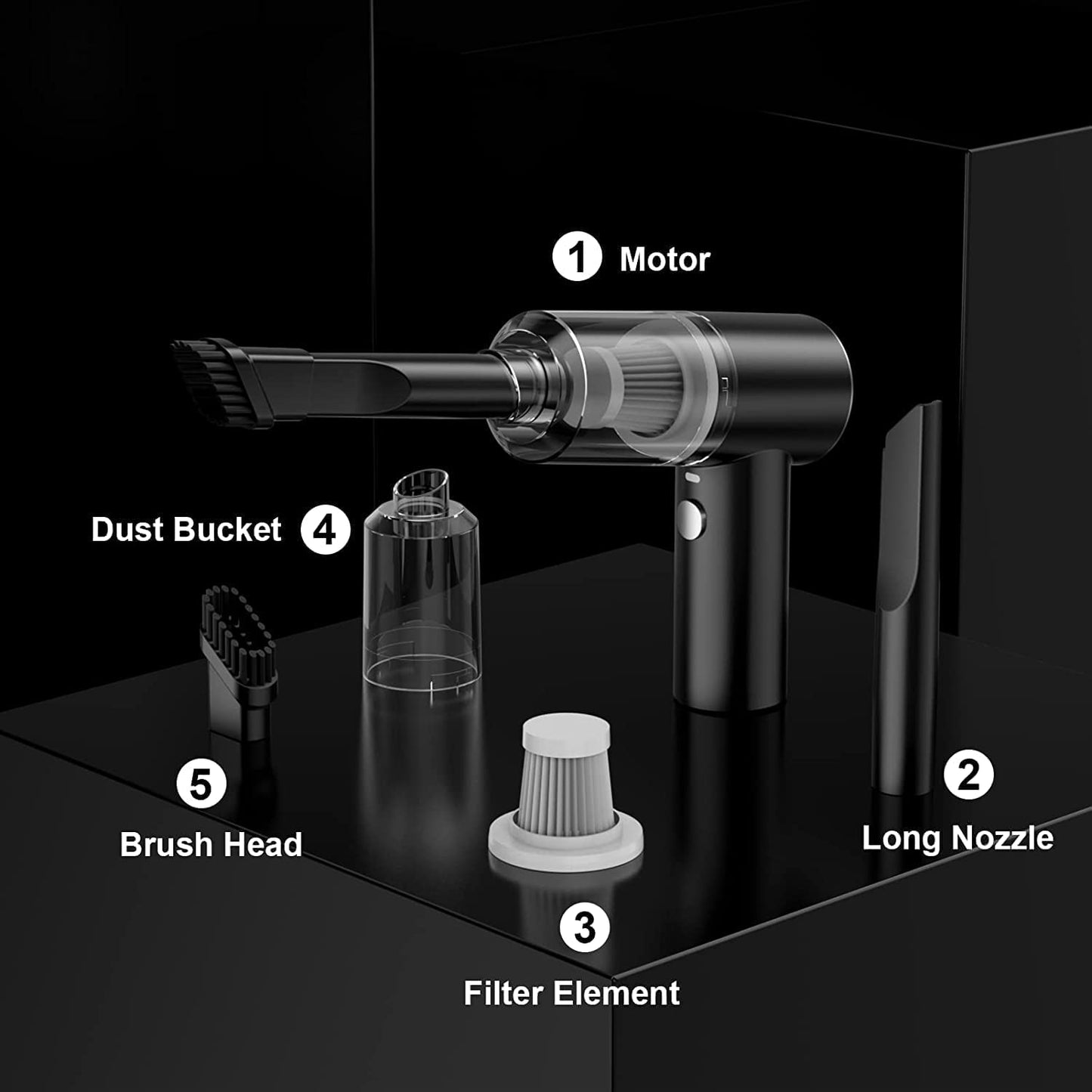 Mini Handheld Vacuum -Cordless Rechargeable Portable Vacuum Cleaner with LED Light, USB Vacuum Cleaner for Car,Home, Keyboard, Pet Hair (White)