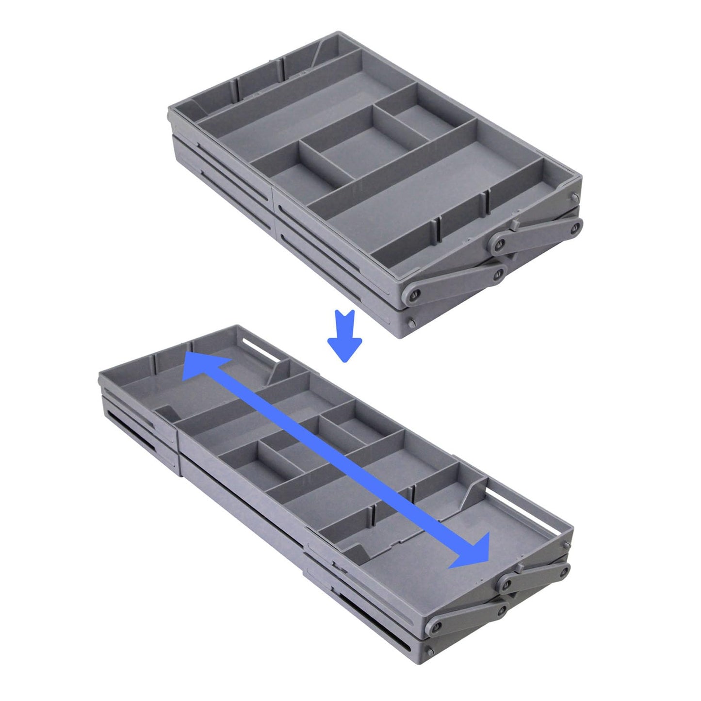 Drawer Organizer, Multi Level Expandable Desk Organizer Tray, Collapsible Storage Trays for Jewelry and Cosmetics Storage, Versatile for Dressing Table, Bathroom (2 Layers)