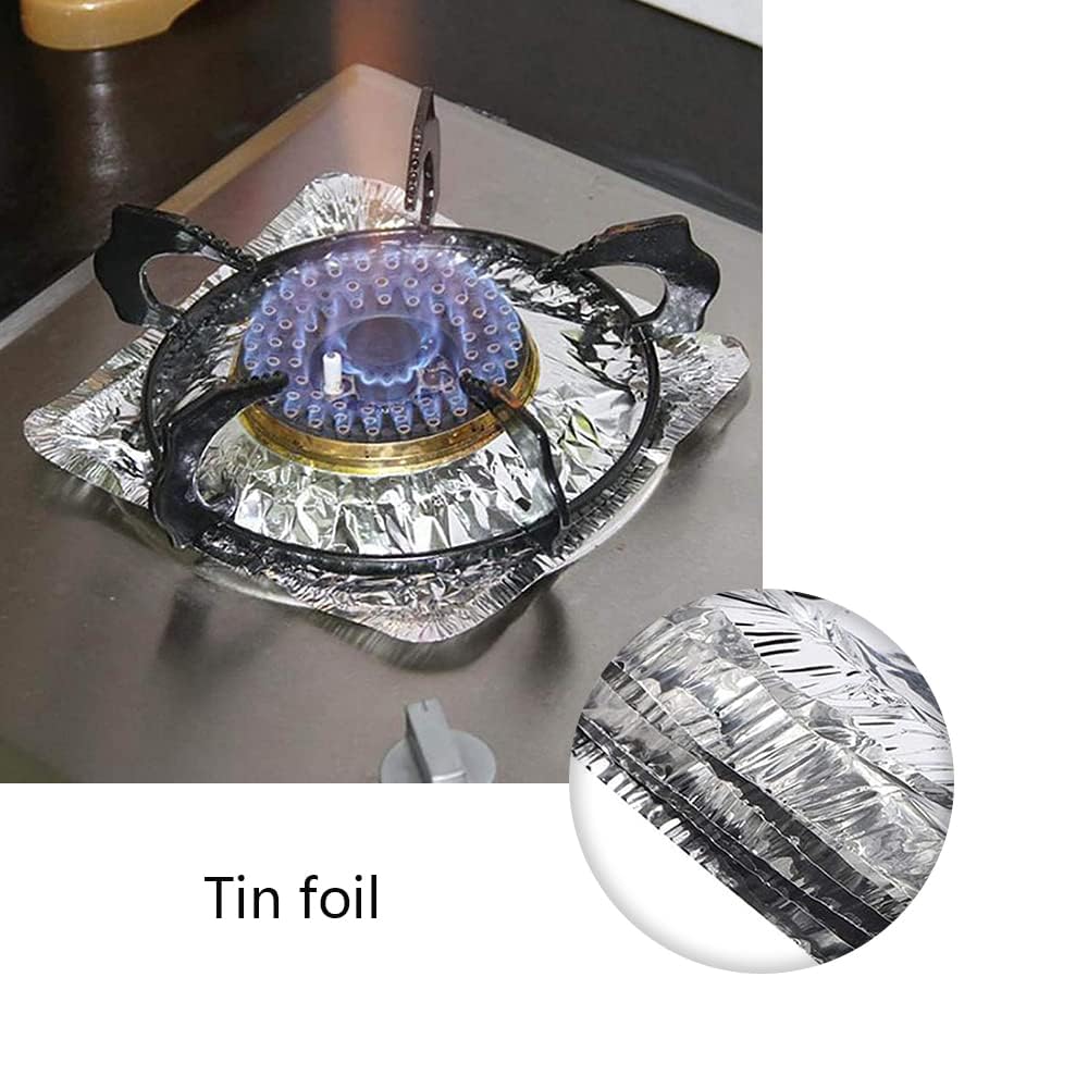 10 Pcs Gas Burner Cover - Disposable Aluminum Foil Gas Stove Mat for Easy Kitchen Cleaning
