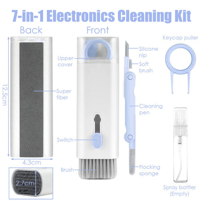 Laptop Cleaner Keyboard Cleaner Kit with Brush, 7 in 1 Electronic Cleaner Kit for Airpod Pro Earbuds Phone Computer, Multi-Function Cleaning Kit for Keyboard Laptop Airpods MacBook Earbuds PC - Blue