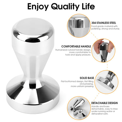 NIUAWASA Espresso Coffee Tamper 51mm Powder Press Hand Tool Stainless Steel Coffee Grounds Tamper Compatible with 51 mm Portafilter Basket for Barista Home Commercial Use Universal