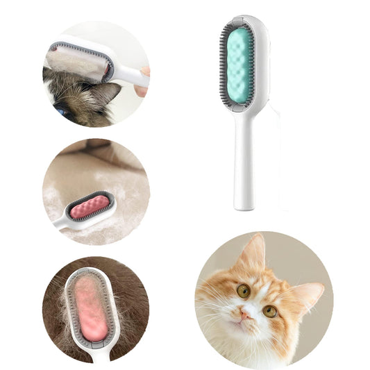 NWOMJTV Pet Cleaning Hair Removal Comb, Universal Multifunctional Knot Remover Cleaning Brush for Pets, Portable Pet Dogs Cat Brush for Massaging and Removing Hair (Short, Green)