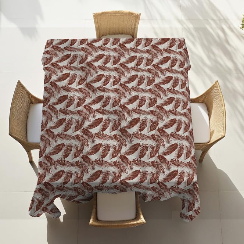 INTEX HOME Linen Velvet Table Cloth, Bella Leaf Pattern, Premium Soft Fabric, 130W×130L CM, Turquoise, Elegant Dining and Living Room Decor, Durable Protection for Daily Use and Special Occasions