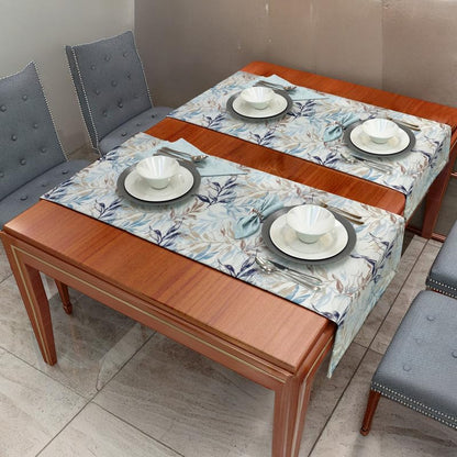 INtex HOME Linen Velvet Table Runner, 45 x 130 cm, Modern Leaves Design, Elegant Rectangular Tablecloth for Dining, Living Room and Kitchen, Soft, Durable - Café x Brown - Single Piece