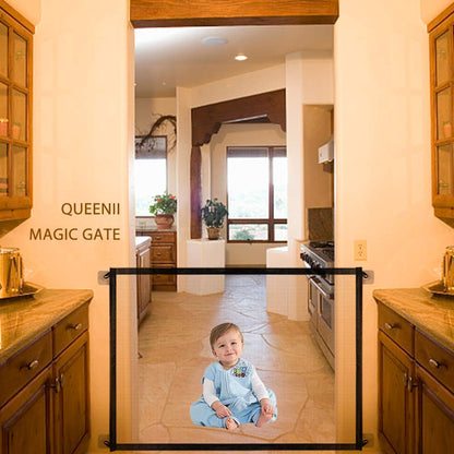 Queenie Safety Gate, Retractable Baby Gate, Portable Pet Gate for Kids, Dogs, Dogs, Pets - All Places Mountable Mesh Gate - 45.02" - Black