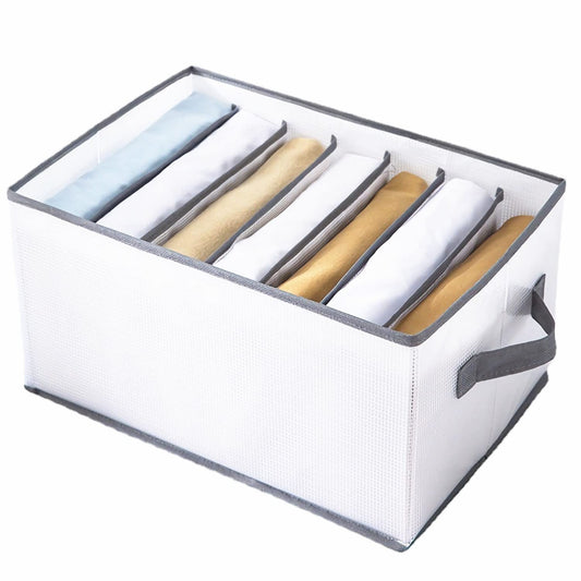 Voyzdx Clothes Storage Boxes, for Jeans, Shirts, Clothes, Organizer with 7 White Grid for Drawers, Wardrobe Organizer System with Stand PP Board