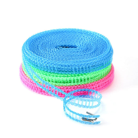 ALINNA 3 Pack of Windproof Nylon Clothesline Pink Blue Green Colors Adjustable Clothes Drying Rope Travel Clothes Line Portable Laundry Line for Indoor Outdoor Camping Home Hotel(5m/16.4ft)