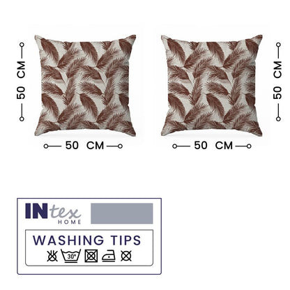 INTEX HOME Linen Velvet Cushion Set, Bella Leaf Pattern, Premium Soft Fabric, 40×40 cm, Turquoise, Elegant Living and Dining Room Decor, Comfortable and Durable Accent Pillows, 2 Pieces