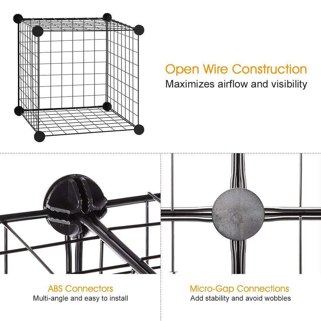 Wire Storage Cubes Modular Shelving Unit DIY Metal Grid Closet Organizer System, Bookcase, Cabinet (16 Cubes)