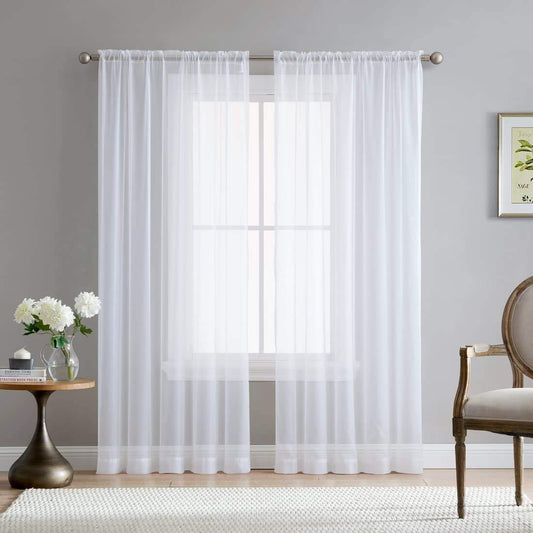 INtex CURTAINS HOUSE Elegant Voile Chiffon Curtains - Road Packet Design - Luxury Soft Fabric 1 piece (200W x 250L CM, White)