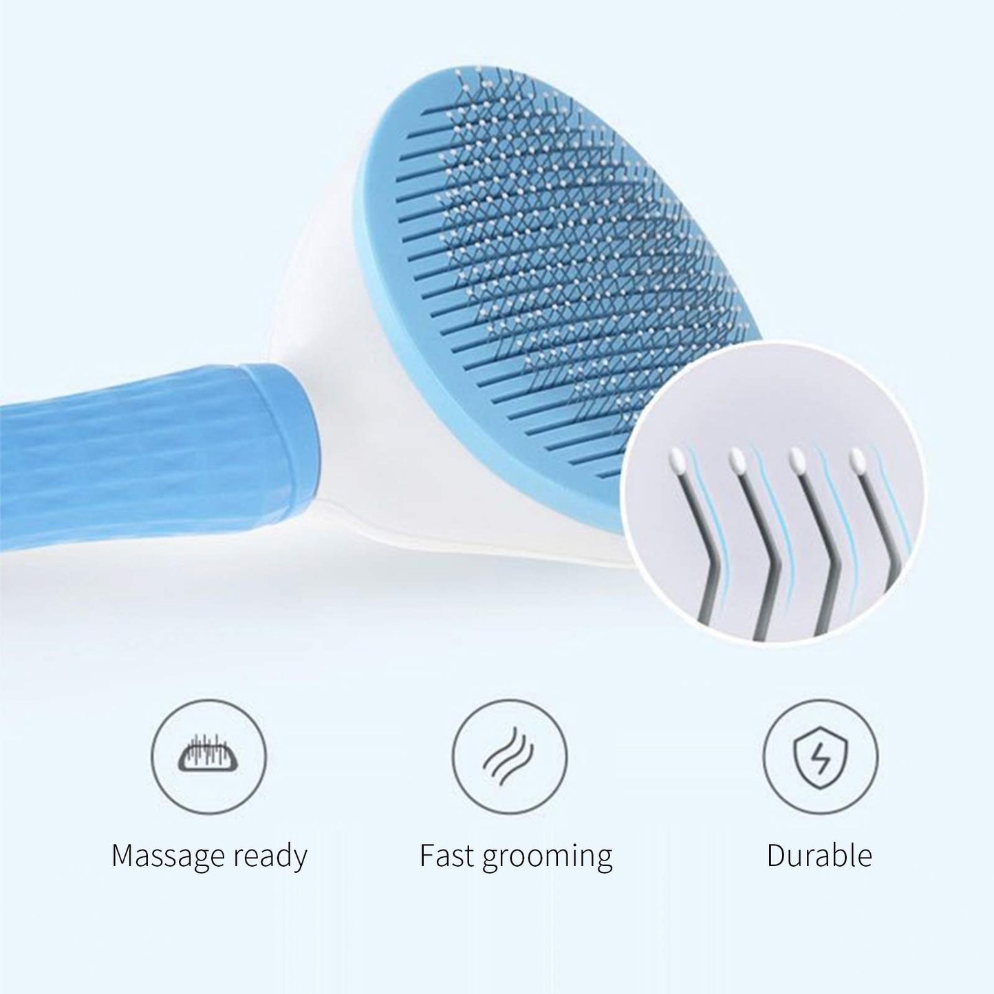 claws & tails Soft Slicker Cat Brush Dog Brush, with Self Cleaning Function, Pet Grooming Comb Gently Removes Long and Loose Undercoat Blue (Assorted Colors)