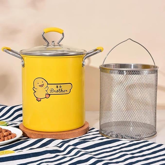 jerss 3L Deep Fryer Pot with Basket, 304 Stainless Steel Mini Deep Oil Fryer Anti Scalding Silicone Handle for Tempura Chips, Fries, Fish and Chicken