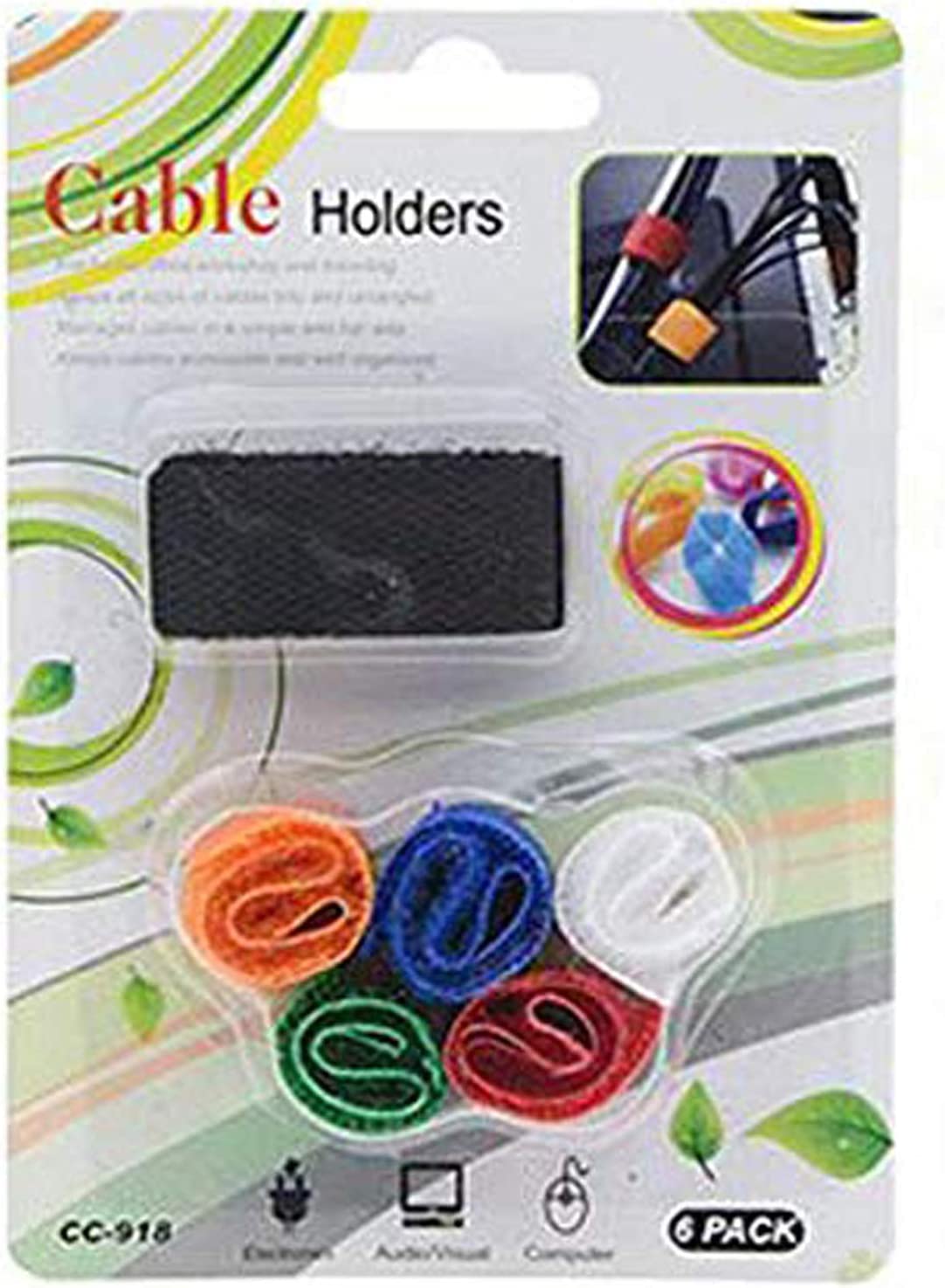 Kunya® Cable Management Cloth Straps Hook, Self Gripping Cable Ties Loop, Special Design Wire Organizer, Pack of 6