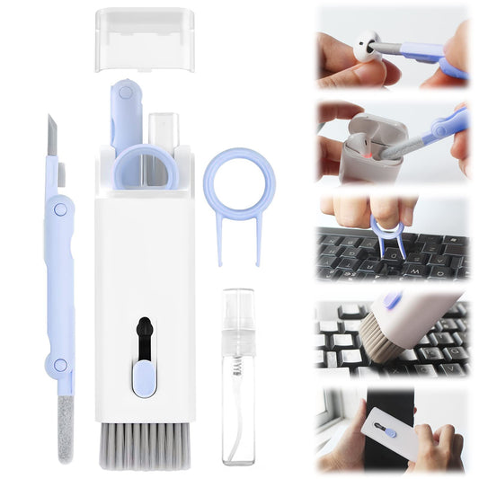 Laptop Cleaner Keyboard Cleaner Kit with Brush, 7 in 1 Electronic Cleaner Kit for Airpod Pro Earbuds Phone Computer, Multi-Function Cleaning Kit for Keyboard Laptop Airpods MacBook Earbuds PC - Blue