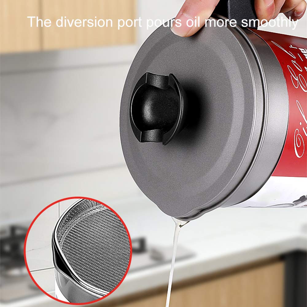 YAHUA LI Oil Strainer Pot Grease Can, Stainless, 1.7L, 6417