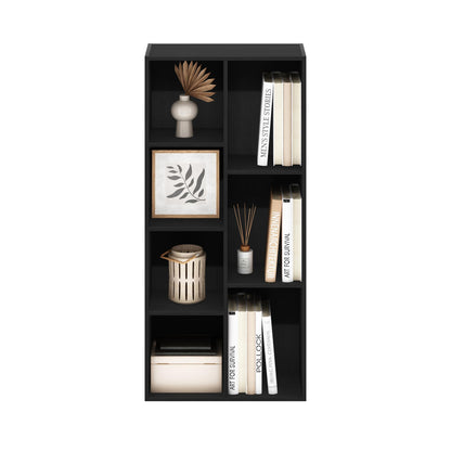 5-Tier Narrow Vertical Wall Unit, Tall Column Floating Storage Organizer and Utility Shelf for Bedroom or Living Room, Space-Saving Design in a White Laminate Finish