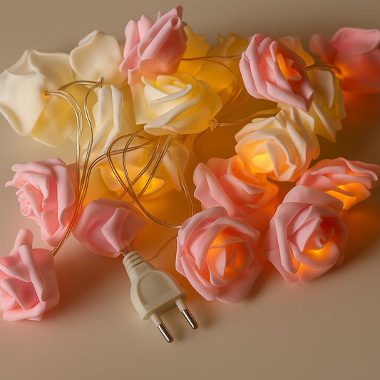 Branch Rose (20 LED) 2 Meter Plug - Mix Pink and White - Suitable for Special Occasions Engagement Party Baby Shower