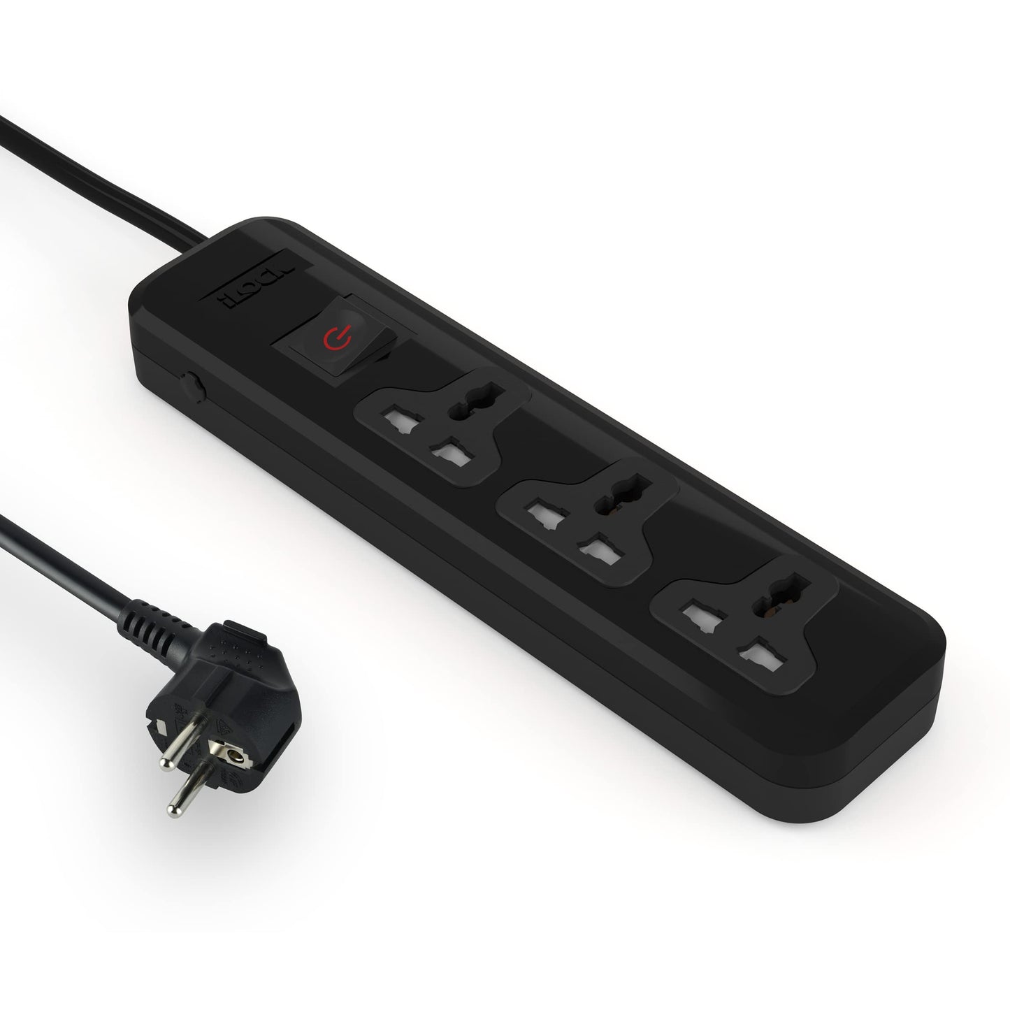 iLOCK power strip 3 universal outlets with switch (black)
