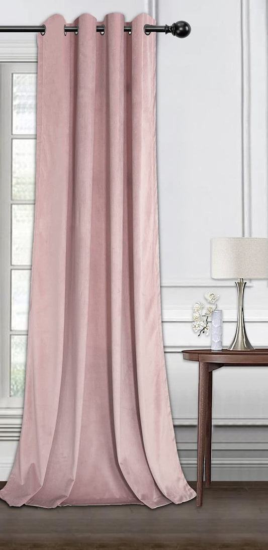 Elegant Velvet curtains - Soft Velour fabric - Steel Grommets - for living rooms - 1 piece-Pink