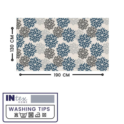 INTEX HOME Linen Velvet Floral Tablecloth, Textured Fabric for Elegant Dining, Special Occasions and Home Decor, Ultra-Soft, Wrinkle-Resistant, Spill-Proof, 130 x 190 cm, Black and Grey