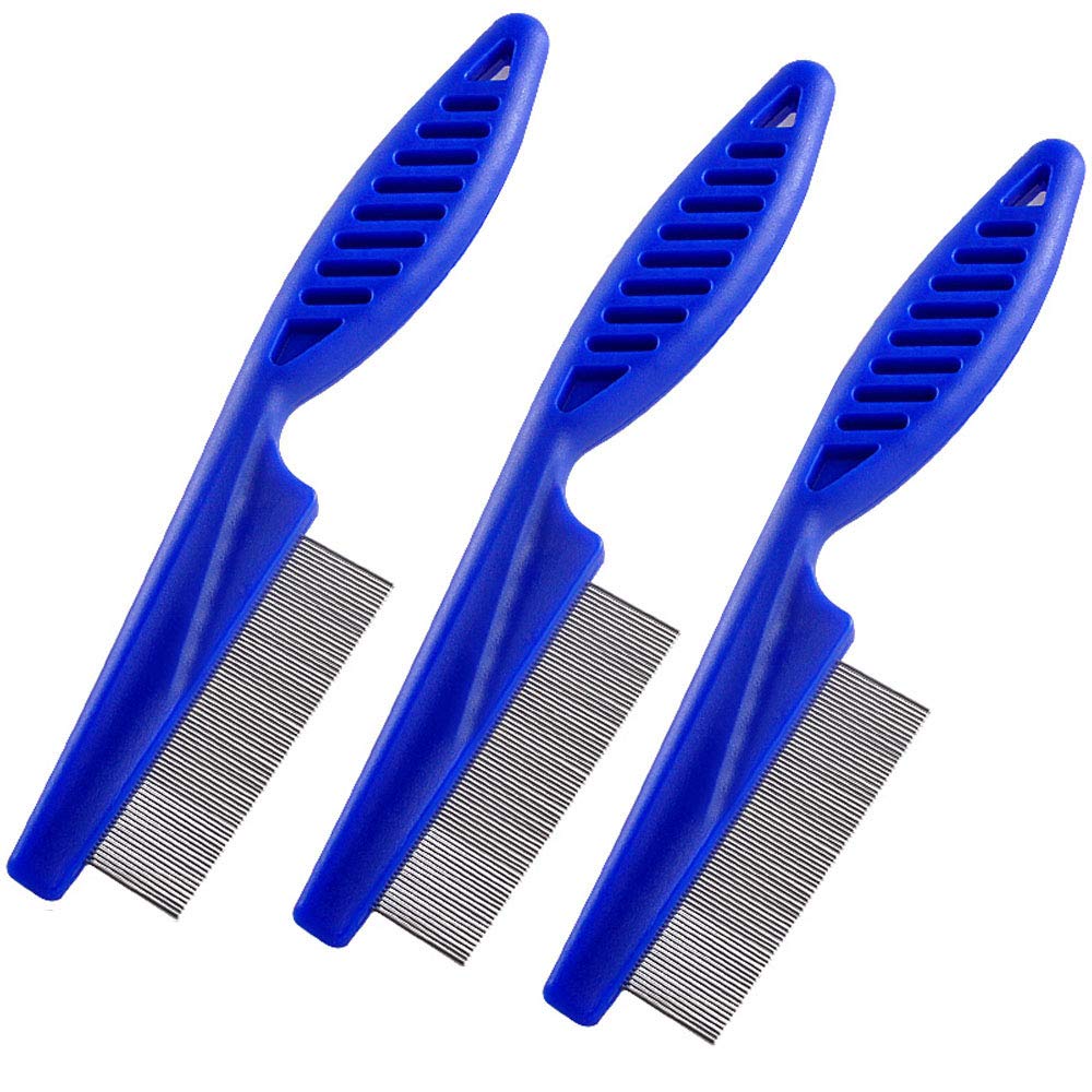 Xj soft protection salon grooming flea comb,fine flea pet comb,flea comb for long haired cats & anti knot grooming comb for dogs ruberised easy grip handle great for rabbits too