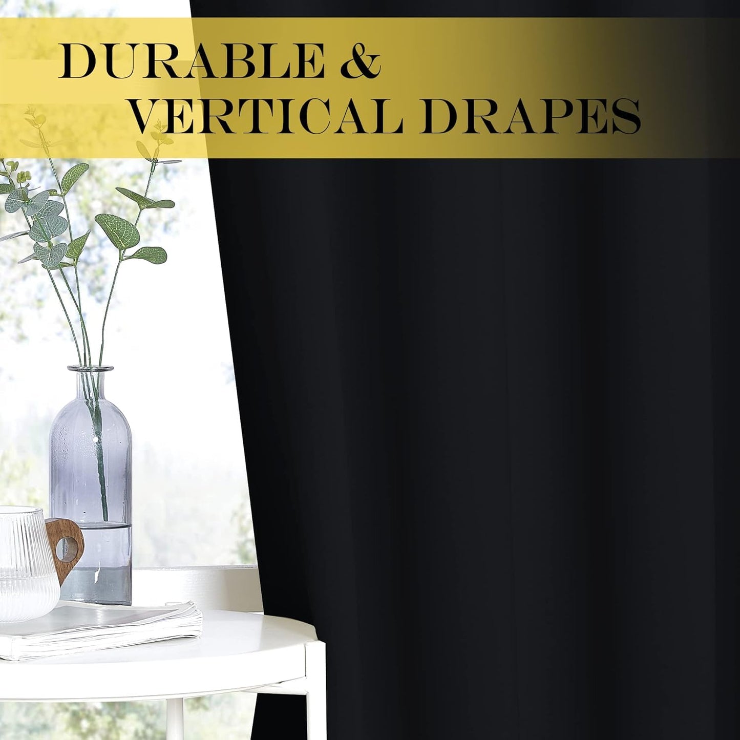 INtex CURTAINS HOUSE Blackout Curtains - Soft Peachy Texture Thermal Insulating Curtains-Silver Steel Grommets Blackout For Living Rooms And Bedrooms - Single Panel 135W X 230L CM Black