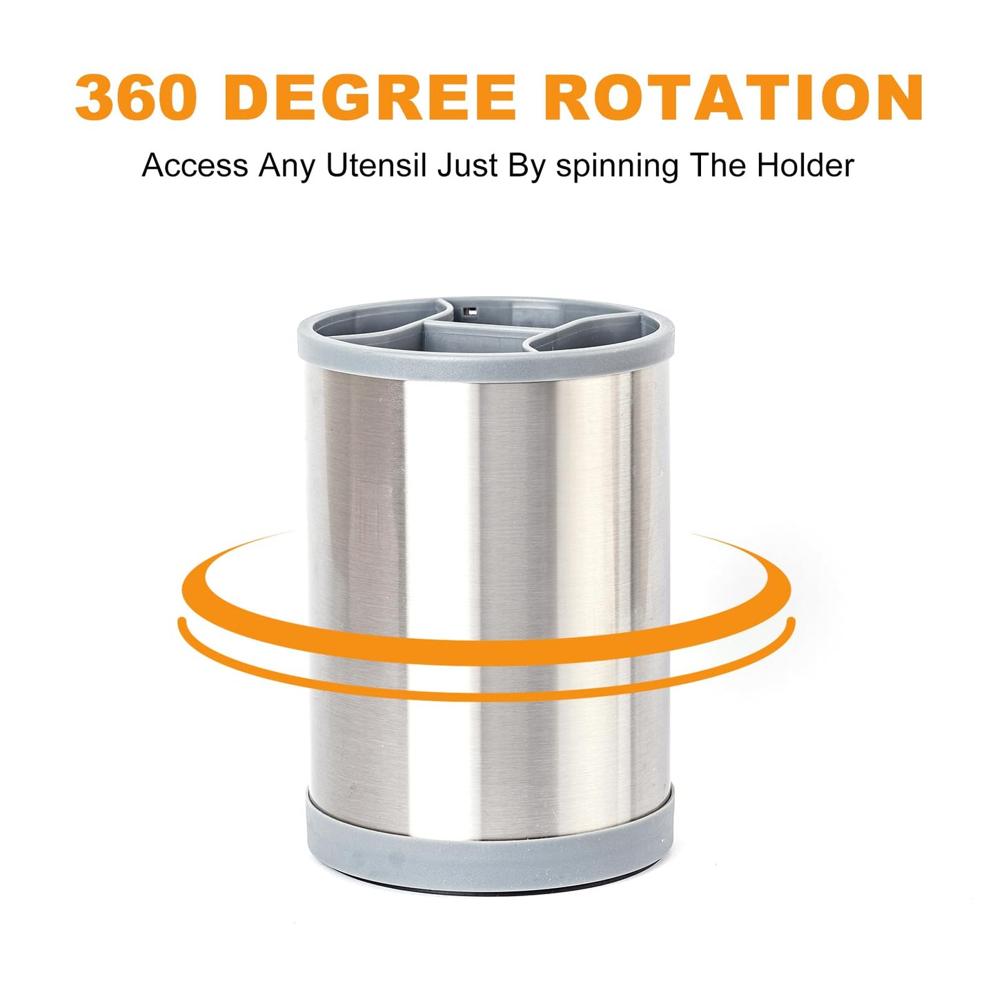 Gronivex 360° Rotating Storage Rack, Rotary Stainless Steel Kitchenware Storage Bucket, Basic Kitchen Container for Kitchen Countertops, Kitchenware Holder for Kitchen Countertops