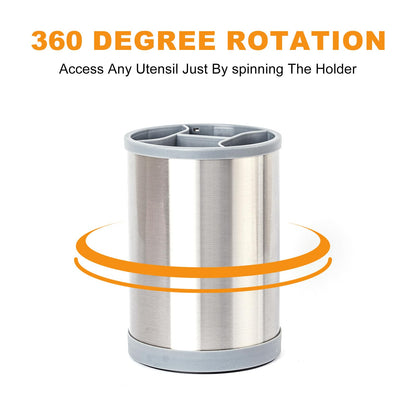Gronivex 360° Rotating Storage Rack, Rotary Stainless Steel Kitchenware Storage Bucket, Basic Kitchen Container for Kitchen Countertops, Kitchenware Holder for Kitchen Countertops
