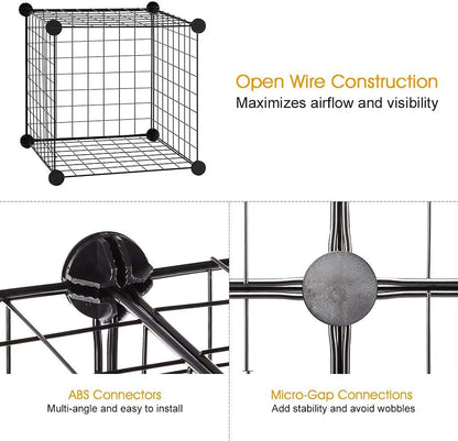 Portable Metal Pet Playpen Easy to Disassemble and Install Portable Indoor Outdoor Exercise Pen (10 Pieces, Black)