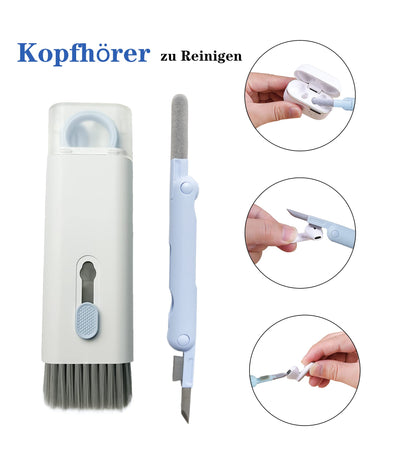 CX&LL 7-in-1 Cleaning Brush Set - Universal Keyboard Cleaner, Multifunctional Cleaning Kit for Smartphone, Airpods, Laptop, Camera - Blue