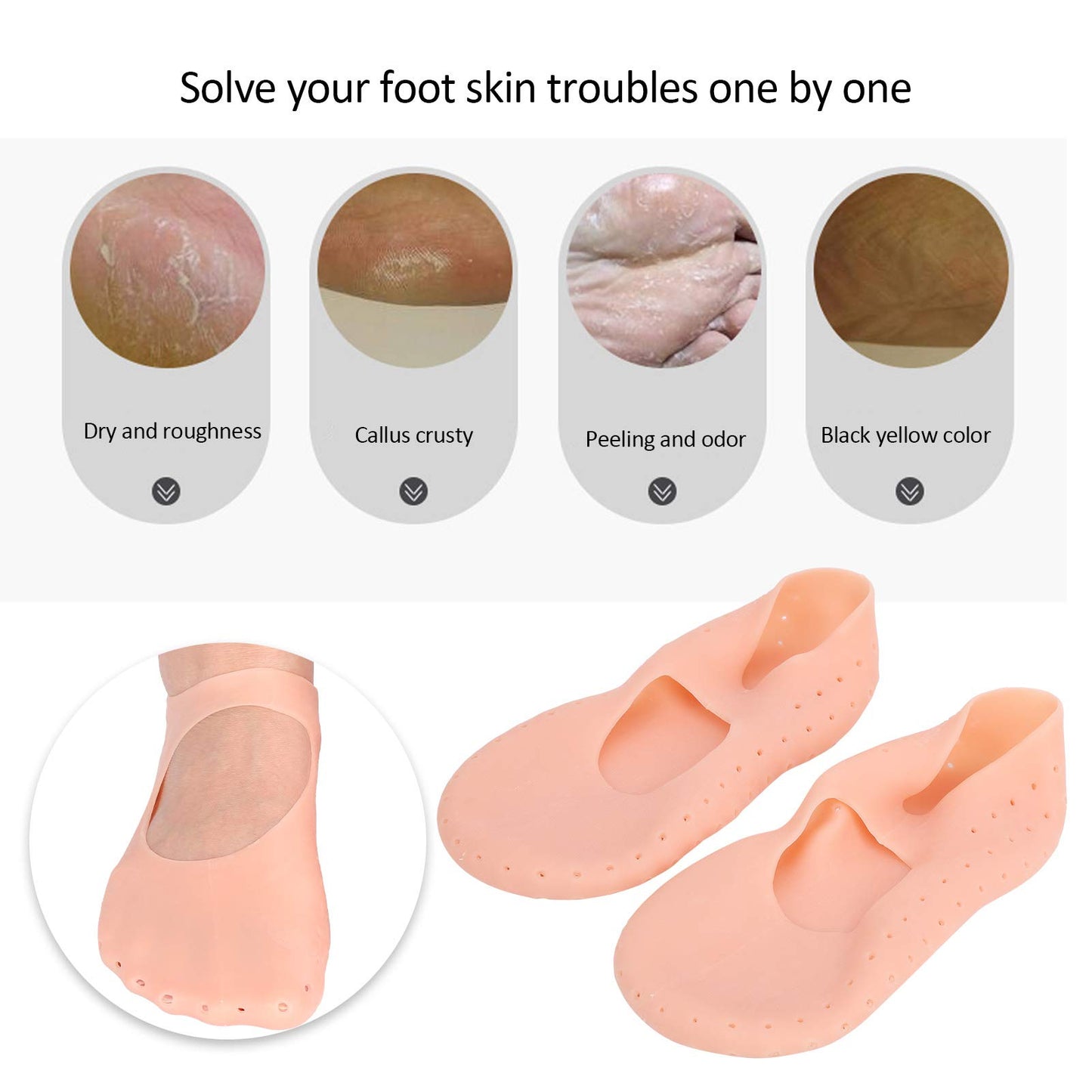 yangsense Foot Care Protector, 1Pair Moisturizing Socks Protective Silicone Anti?Slip Foot Care Tool for F(L)