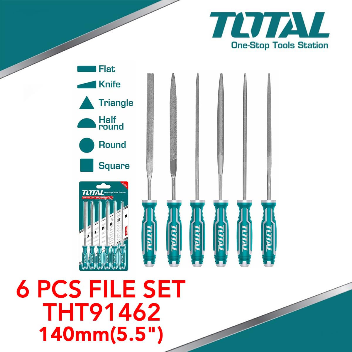 carrr T.O.T.A.L THT91462 Precision File Set - 6-Piece, 140mm Professional Grade Tool Kit for Detailed Work
