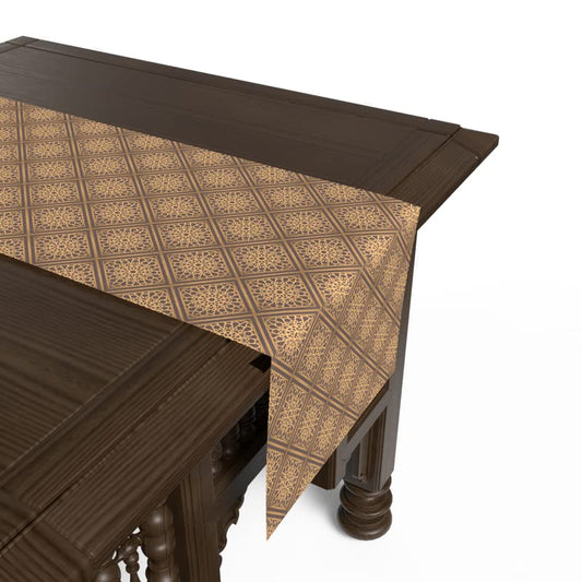 Islamic Unique Era Velvet Runner, a Plush Multicolor 35x140 cm Decorative Centerpiece with a Rich, Traditional Pattern and Gold Accents, perfect for Elegant and Cultural Dining Decor