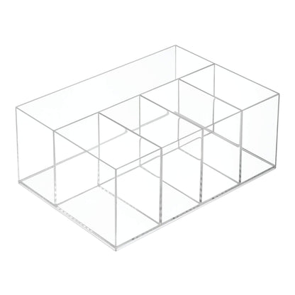 5-Compartment Bathroom Storage Organizer, Clear Plastic Countertop Organizer from The Clarity Collection for Makeup, Skincare, and Toiletries, Compact and Durable Design, Clear