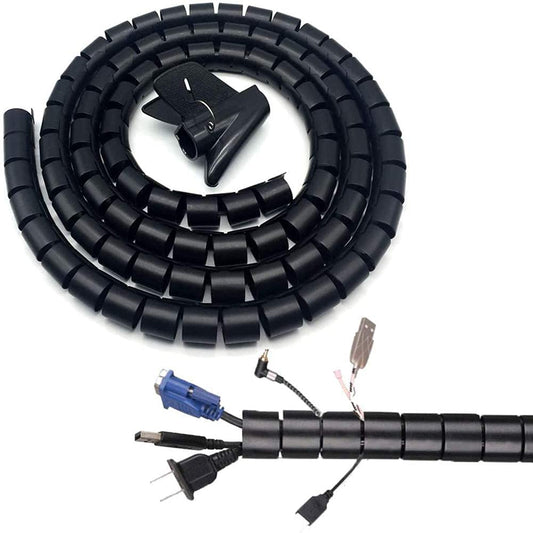CL-Link 10Ft*1.1inch Electrical Wire Organizer Spiral Cable Wrap Spiral Cable Bundler Organizer Home Office Wire Concealer for PC TV Computer Cinema