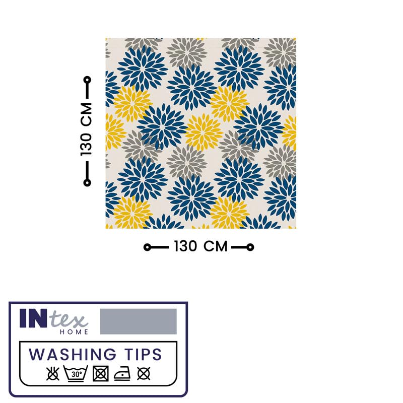 INTEX HOME Linen Velvet Floral Tablecloth, Textured Fabric for Elegant Dining, Special Occasions and Home Decor, Ultra-Soft, Wrinkle-Resistant, Spill-Proof, 130 x 190 cm, Black and Grey